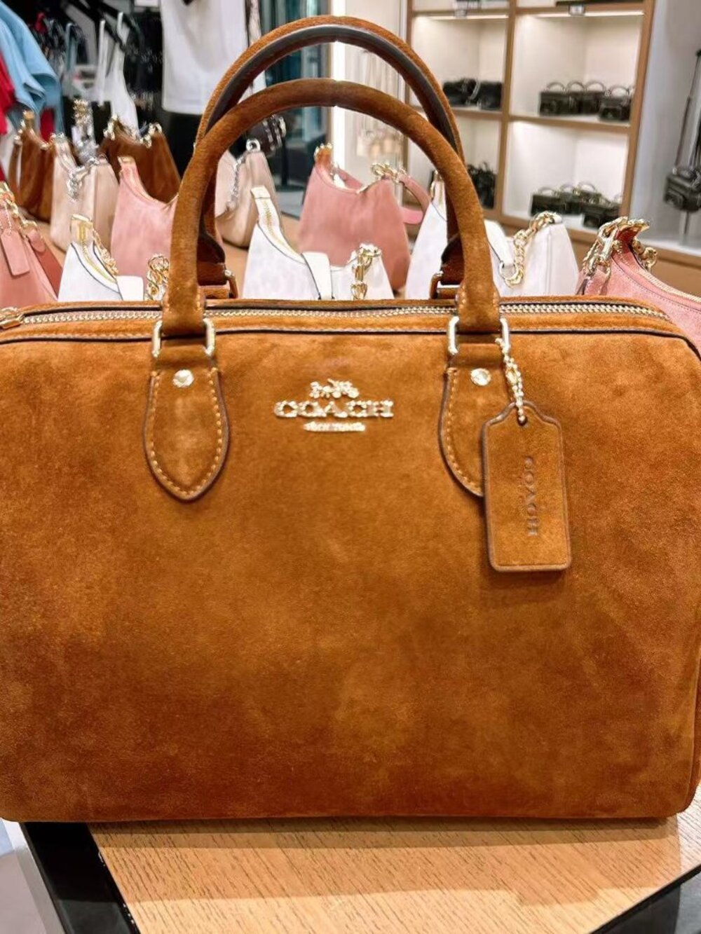 NWT Coach Rowan Large Satchel Bag CET42 suede - Picture 3 of 11